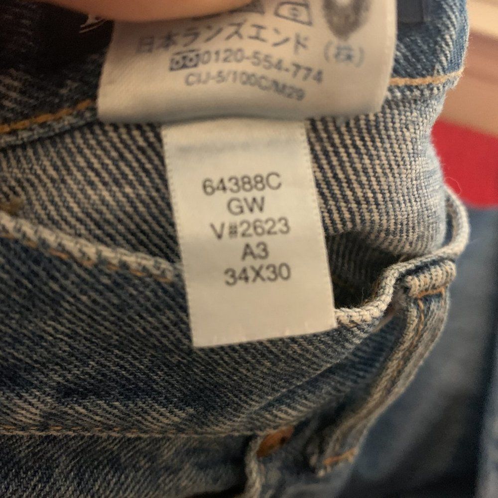 2 PAIRS! Lands End Men's 34X30 Blue Denim Straight Leg Jeans Medium Wash - Picture 7 of 8